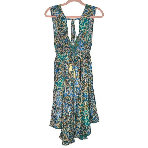 Bohemian Floral Maxi Dress With V-Neck & Tie Back - Women's Size S - Picture 6 of 14